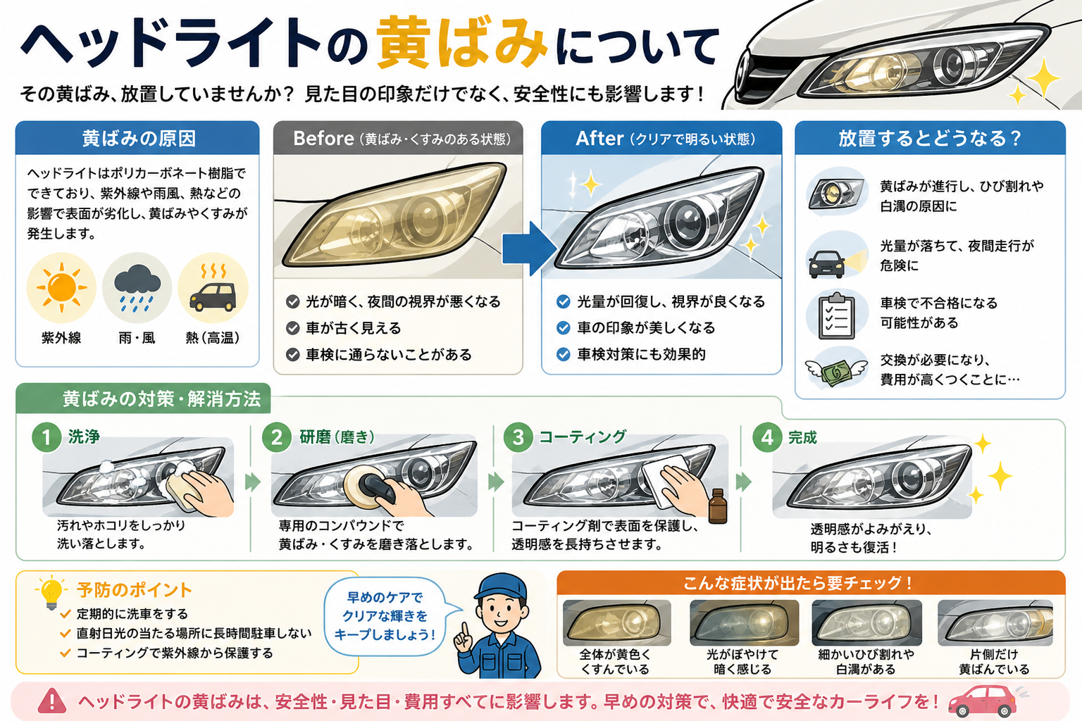 車検のコバック青森東バイパス店 ～ヘッドライトの黄ばみについて